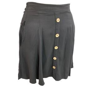 XS‎ ModCloth Skirt Side Zip Black Pockets Lightweight Rayon